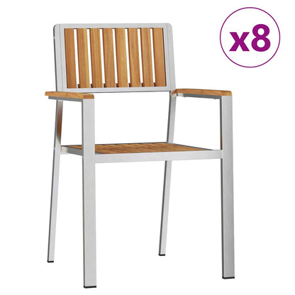 Outdoor Dining Set 9 pcs Solid Teak Wood and Stainless Steel