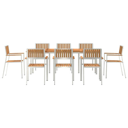 Outdoor Dining Set 9 pcs Solid Teak Wood and Stainless Steel