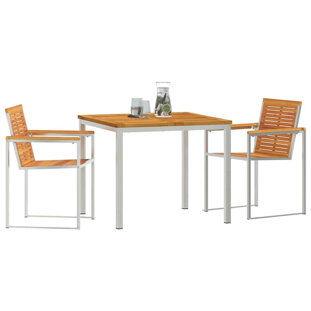 Garden Dining Set 3 pcs Brown Solid Acacia Wood