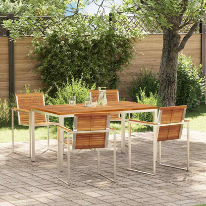 Garden Dining Set 5 pcs Brown Solid Acacia Wood