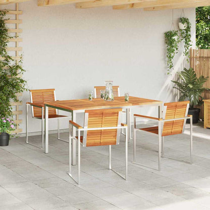 Garden Dining Set 5 pcs Brown Solid Acacia Wood