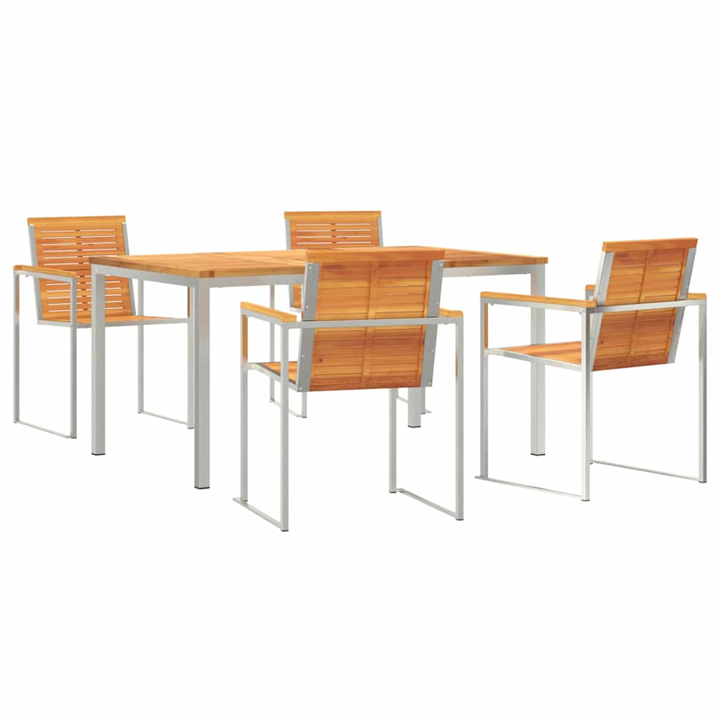 Garden Dining Set 5 pcs Brown Solid Acacia Wood