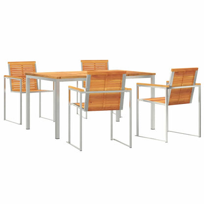 Garden Dining Set 5 pcs Brown Solid Acacia Wood