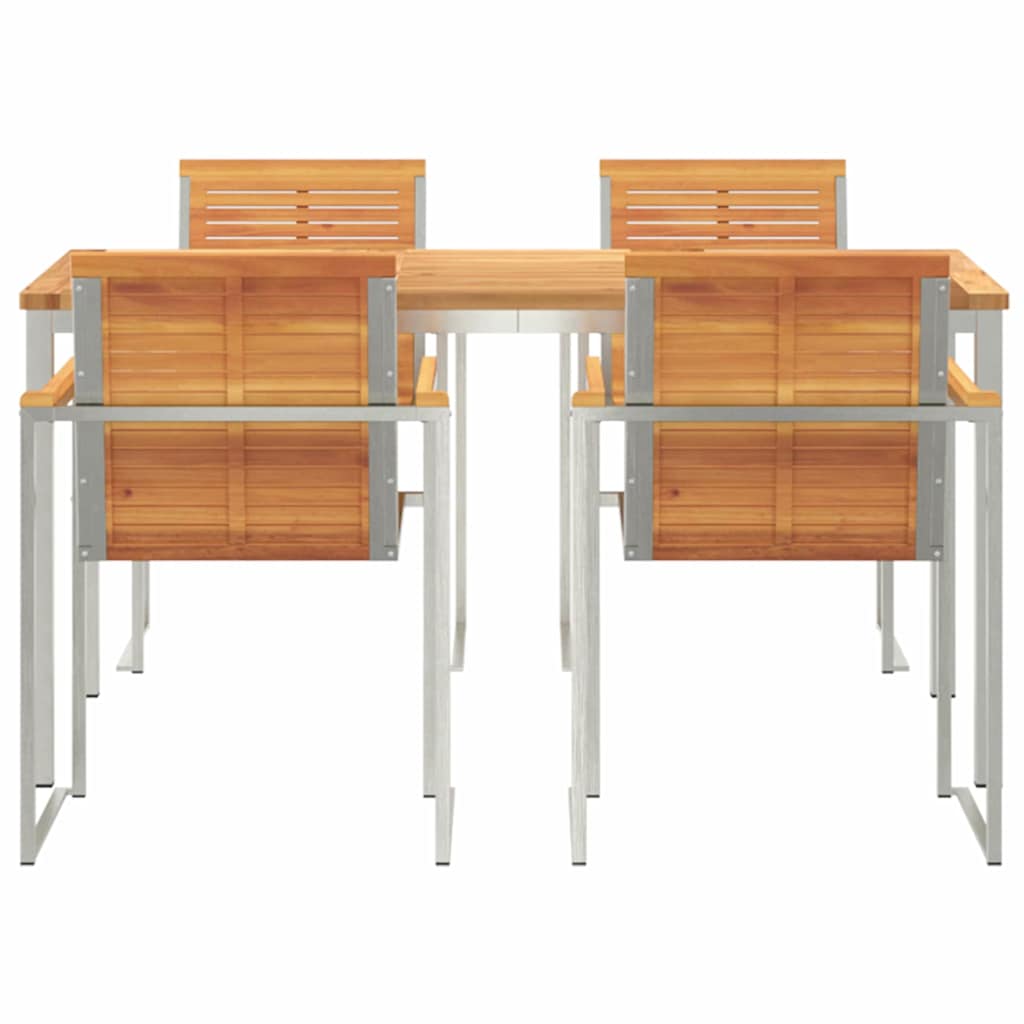 Garden Dining Set 5 pcs Brown Solid Acacia Wood