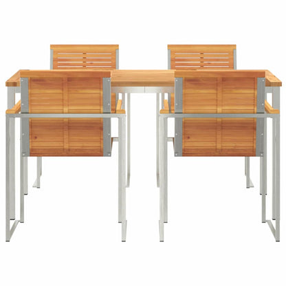 Garden Dining Set 5 pcs Brown Solid Acacia Wood