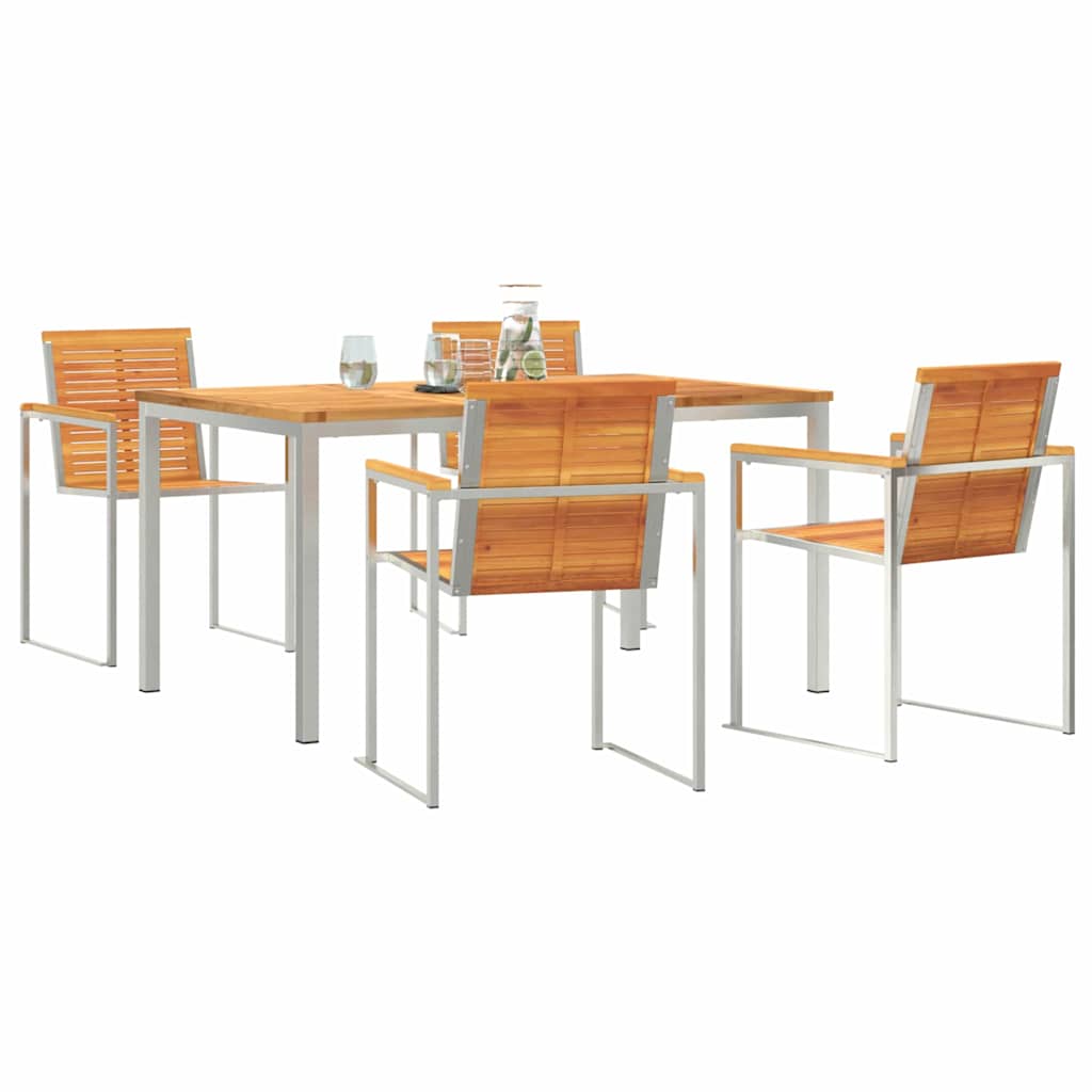 Garden Dining Set 5 pcs Brown Solid Acacia Wood