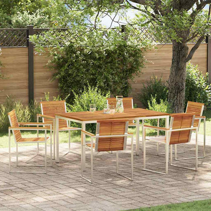 Garden Dining Set 7 pcs Solid Acacia Wood and Stainless Steel