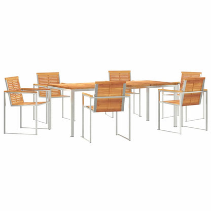 Garden Dining Set 7 pcs Solid Acacia Wood and Stainless Steel