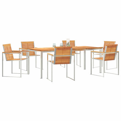 Garden Dining Set 7 pcs Solid Acacia Wood and Stainless Steel