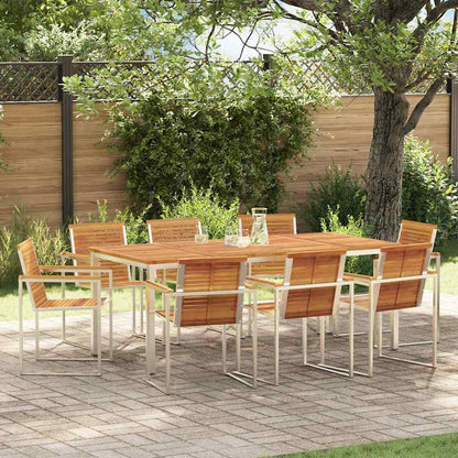 Garden Dining Set 9 pcs Solid Acacia Wood and Stainless Steel