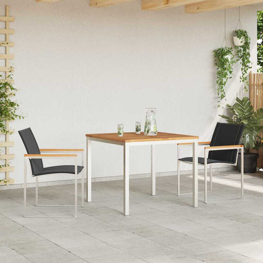 Garden Dining Set 3 pcs Solid Acacia Wood and Stainless Steel