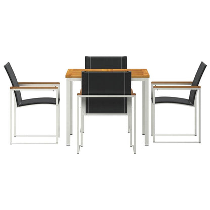 Garden Dining Set 5 pcs Solid Acacia Wood and Stainless Steel
