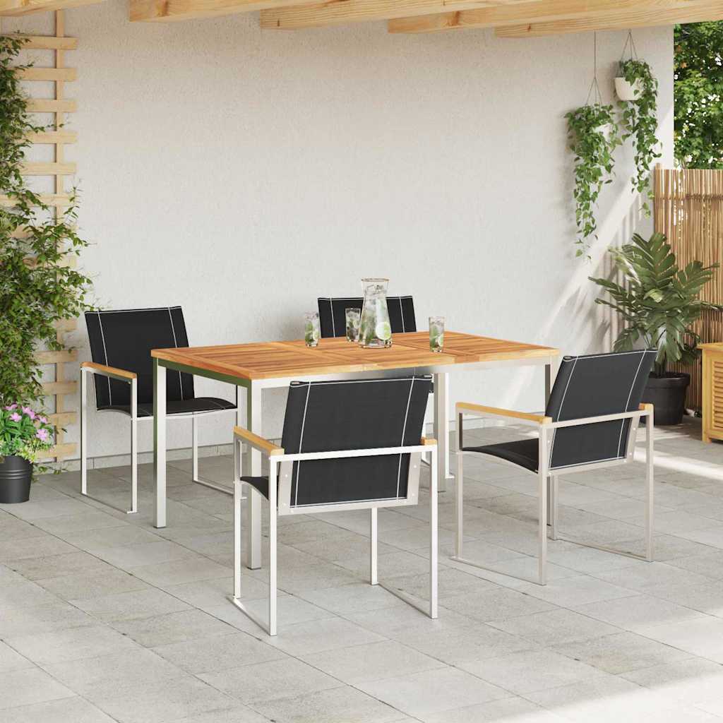 Garden Dining Set 5 pcs Brown Solid Acacia Wood