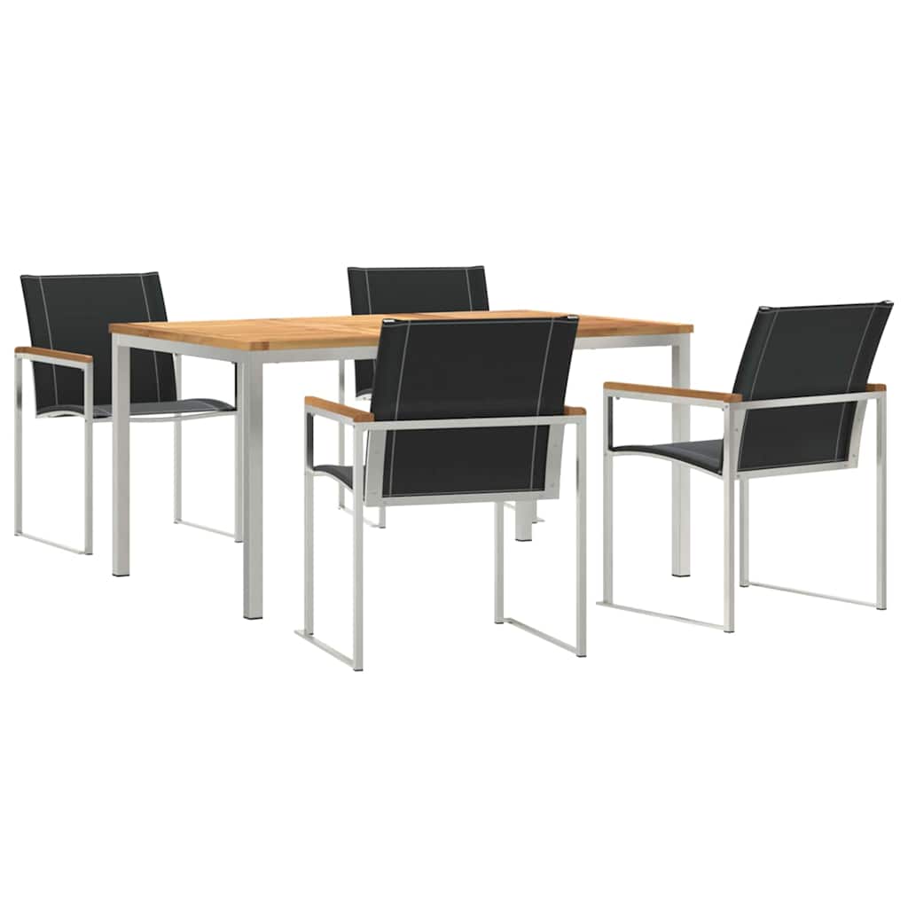 Garden Dining Set 5 pcs Brown Solid Acacia Wood