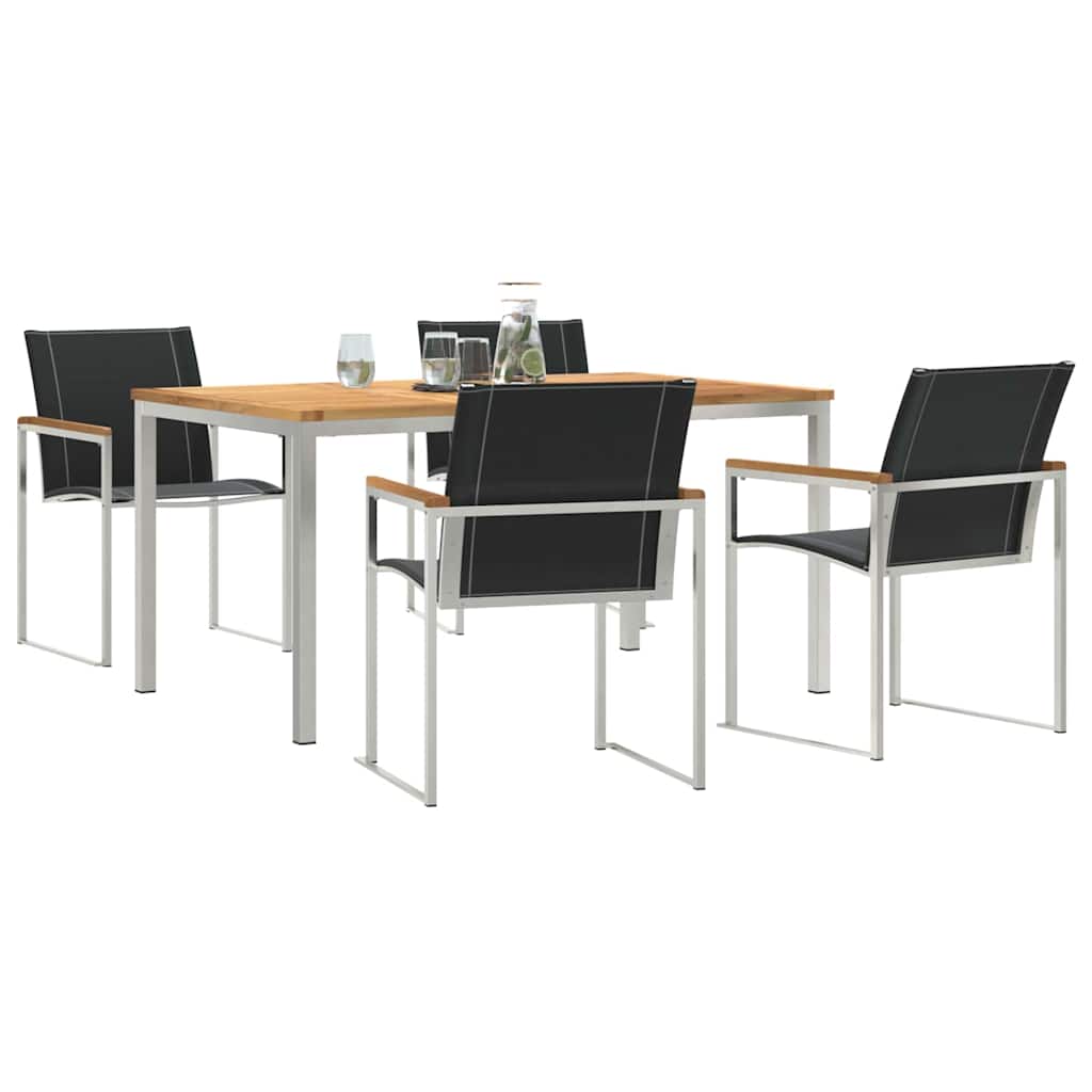 Garden Dining Set 5 pcs Brown Solid Acacia Wood