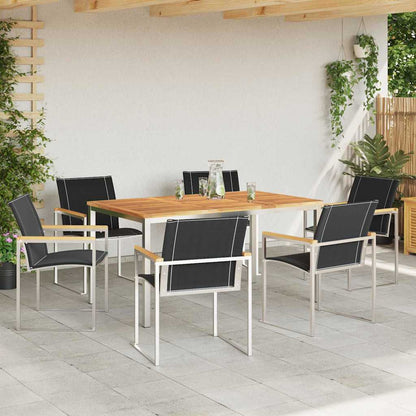 Garden Dining Set 7 pcs Brown Solid Acacia Wood
