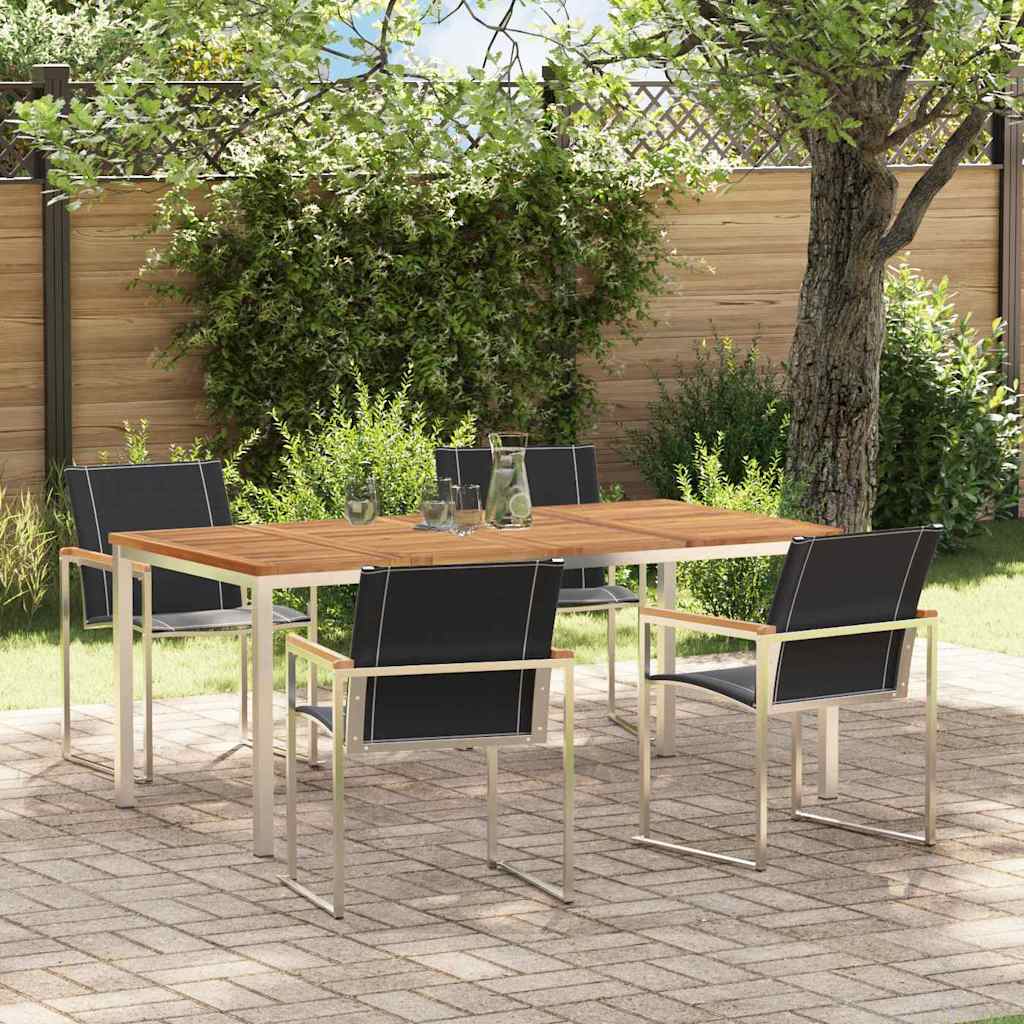 Garden Dining Set 5 pcs Brown Solid Acacia Wood