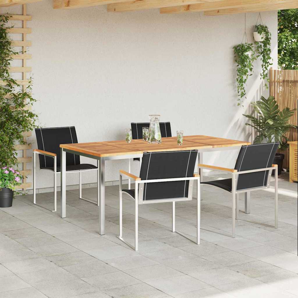Garden Dining Set 5 pcs Brown Solid Acacia Wood