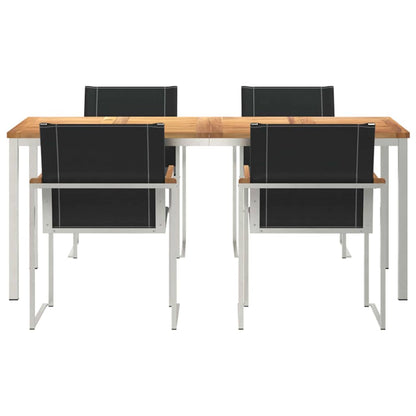 Garden Dining Set 5 pcs Brown Solid Acacia Wood