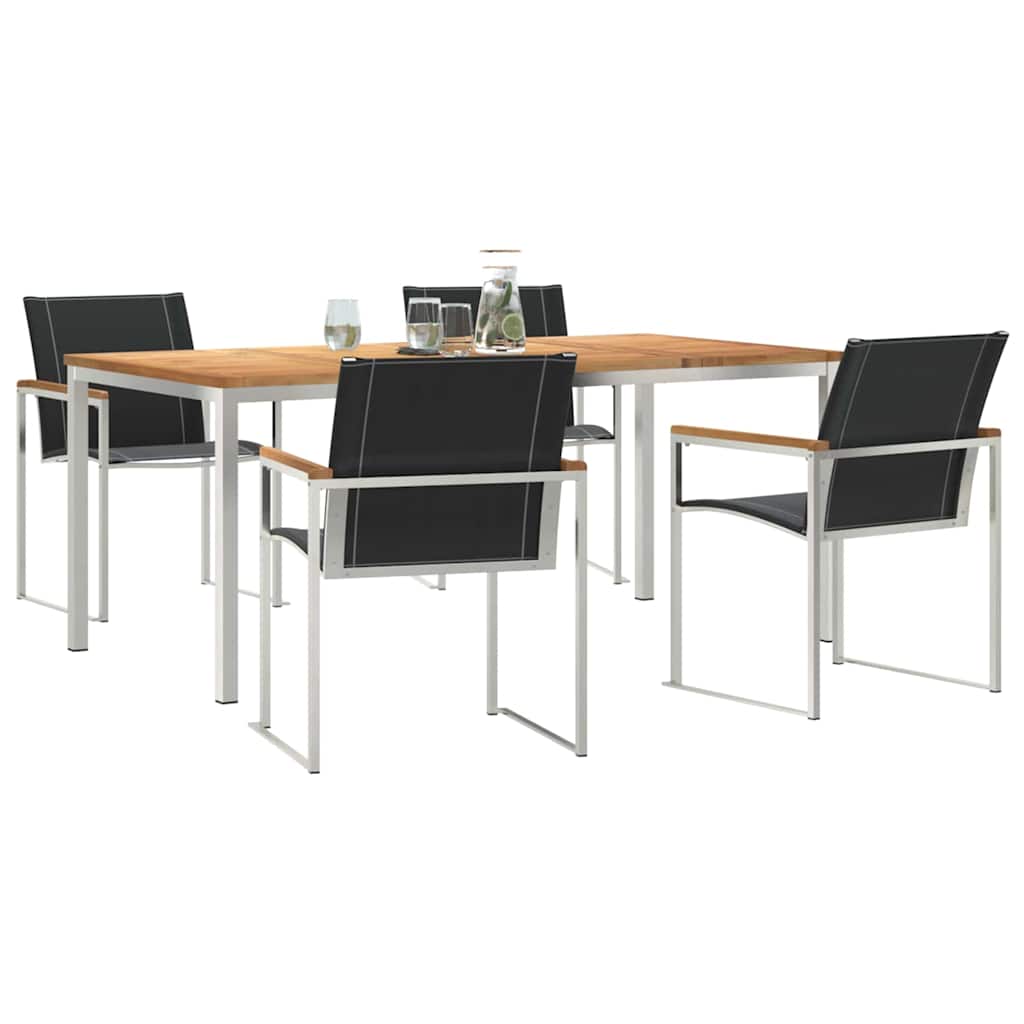 Garden Dining Set 5 pcs Brown Solid Acacia Wood