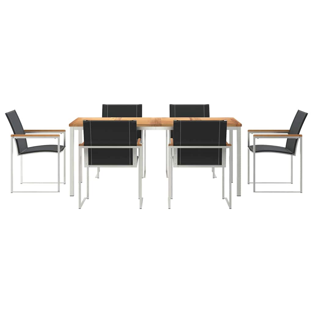 Garden Dining Set 7 pcs Solid Acacia Wood and Stainless Steel