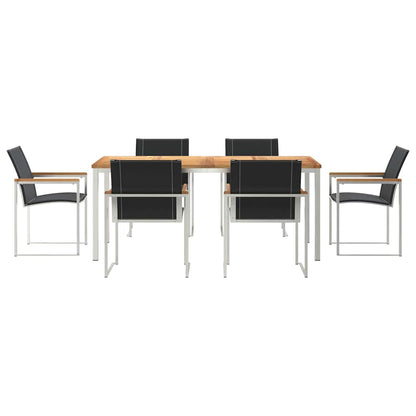 Garden Dining Set 7 pcs Solid Acacia Wood and Stainless Steel