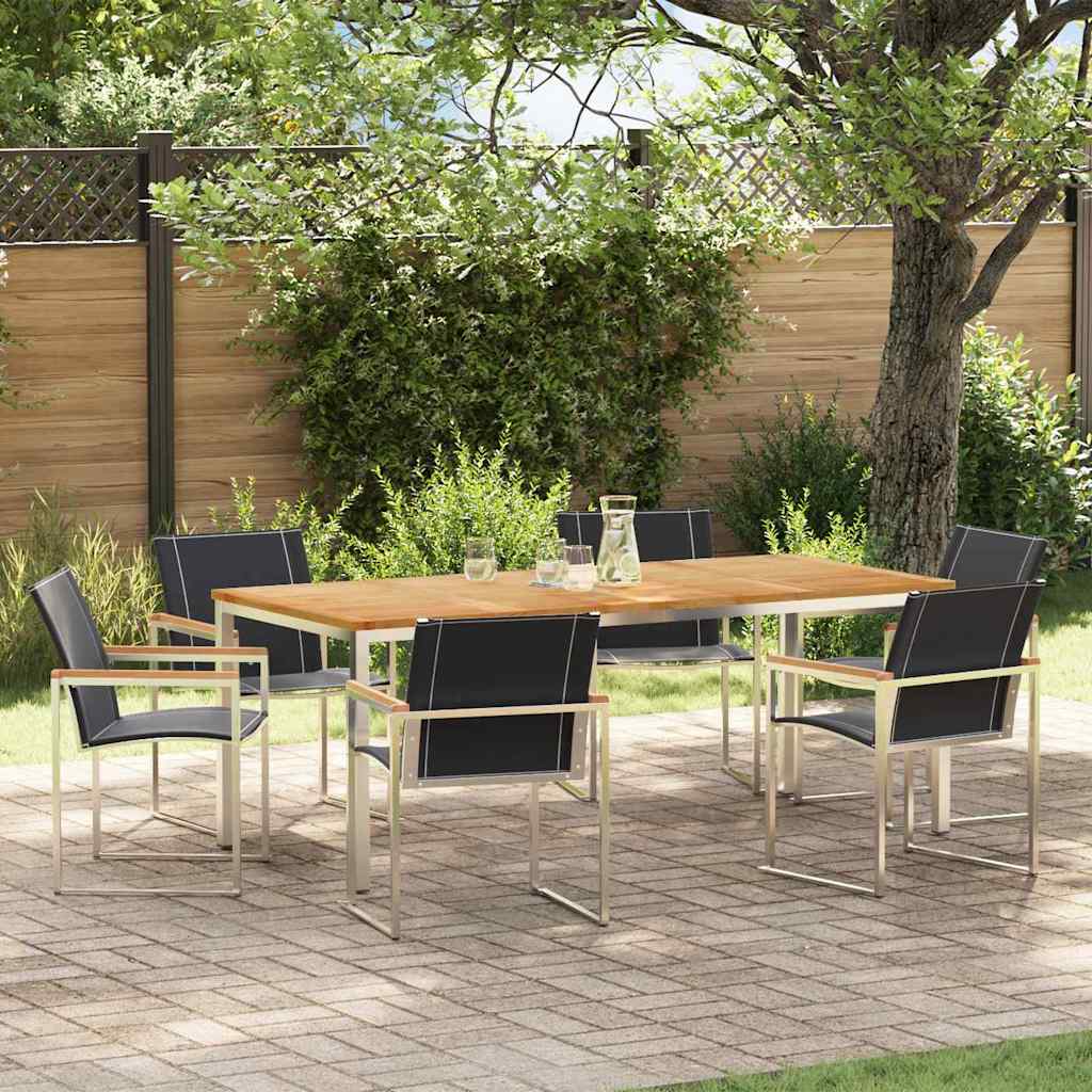 Garden Dining Set 7 pcs Brown Solid Acacia Wood