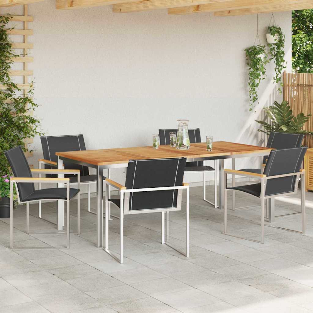 Garden Dining Set 7 pcs Brown Solid Acacia Wood