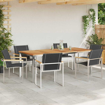 Garden Dining Set 7 pcs Brown Solid Acacia Wood