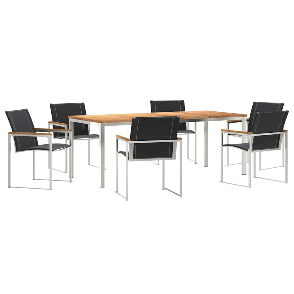 Garden Dining Set 7 pcs Brown Solid Acacia Wood