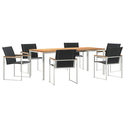 Garden Dining Set 7 pcs Brown Solid Acacia Wood