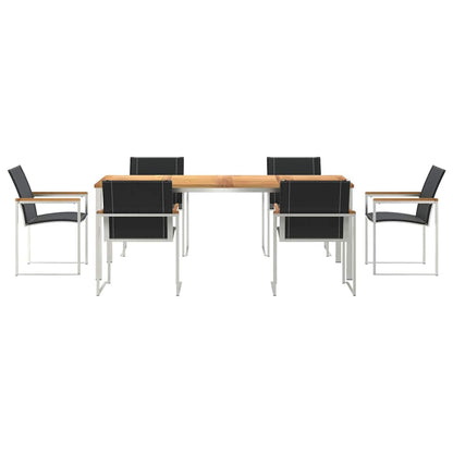 Garden Dining Set 7 pcs Brown Solid Acacia Wood