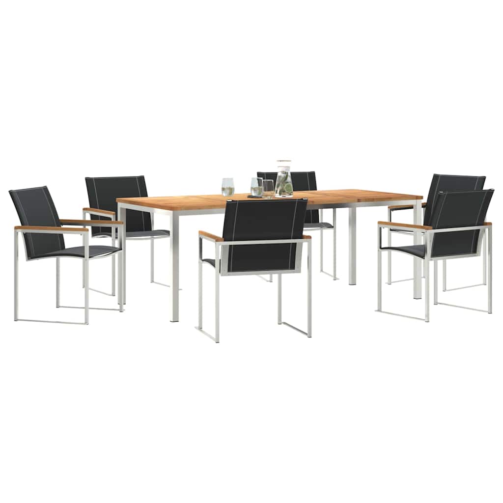 Garden Dining Set 7 pcs Brown Solid Acacia Wood