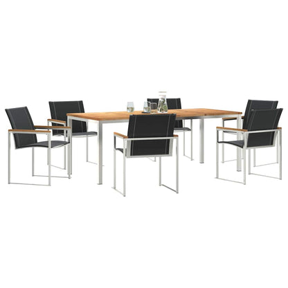 Garden Dining Set 7 pcs Brown Solid Acacia Wood