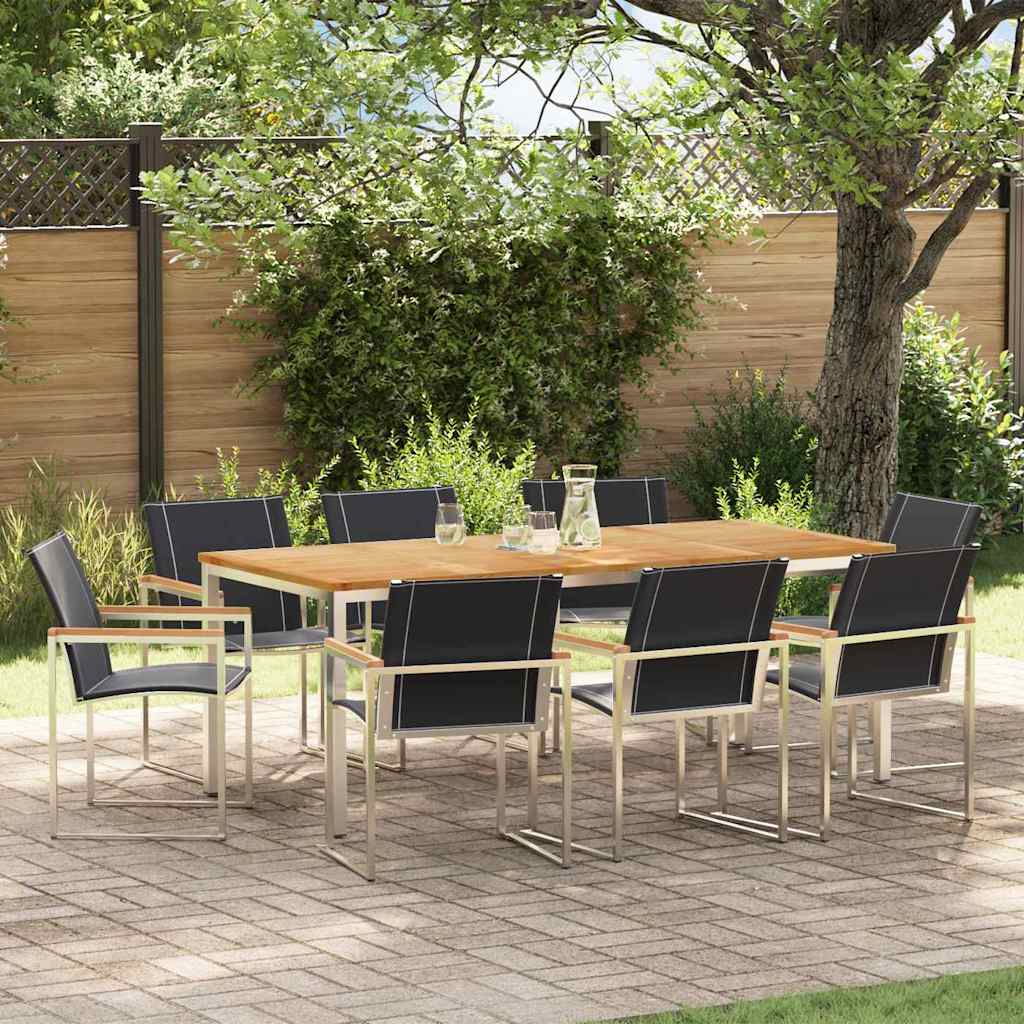 Garden Dining Set 9 pcs Brown Solid Acacia Wood