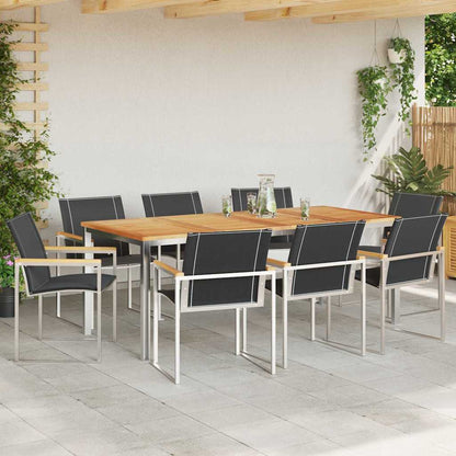Garden Dining Set 9 pcs Brown Solid Acacia Wood
