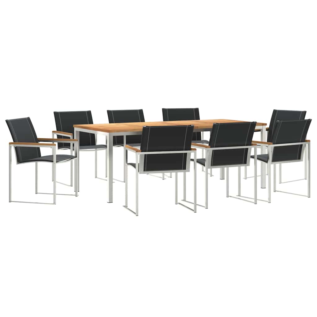 Garden Dining Set 9 pcs Brown Solid Acacia Wood