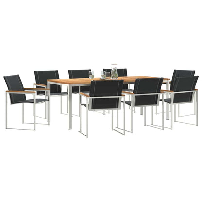 Garden Dining Set 9 pcs Brown Solid Acacia Wood