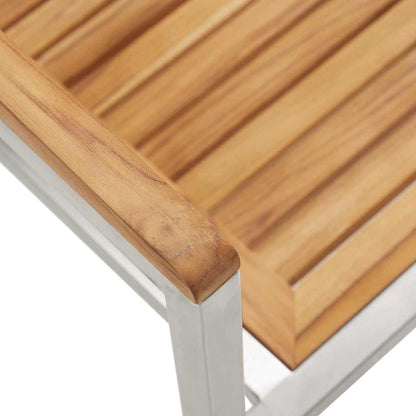Garden Dining Set 7 pcs Solid Teak Wood and Stainless Steel