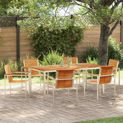 Garden Dining Set 7 pcs Solid Teak Wood and Stainless Steel