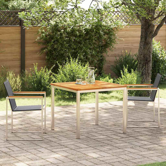 Garden Dining Set 3 pcs Solid Teak Wood and Stainless Steel