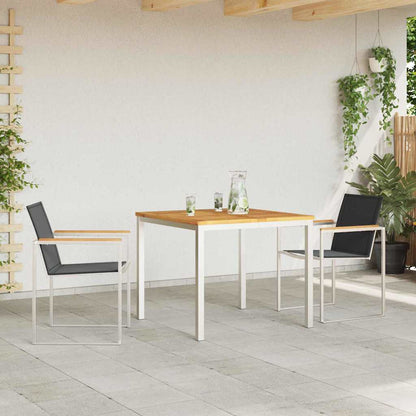 Garden Dining Set 3 pcs Solid Teak Wood and Stainless Steel
