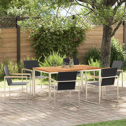 Garden Dining Set 7 pcs Solid Teak Wood and Stainless Steel