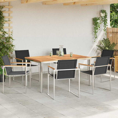 Garden Dining Set 7 pcs Solid Teak Wood and Stainless Steel