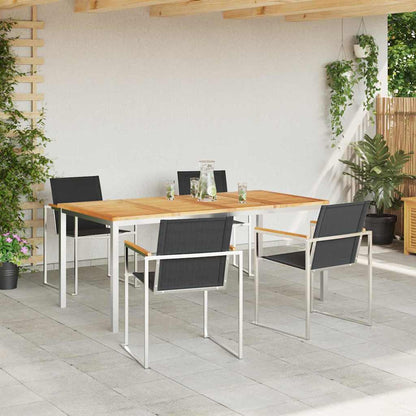 Garden Dining Set 5 pcs Solid Teak Wood and Stainless Steel