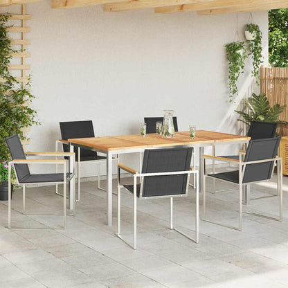 Garden Dining Set 7 pcs Solid Teak Wood and Stainless Steel