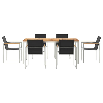 Garden Dining Set 7 pcs Solid Teak Wood and Stainless Steel
