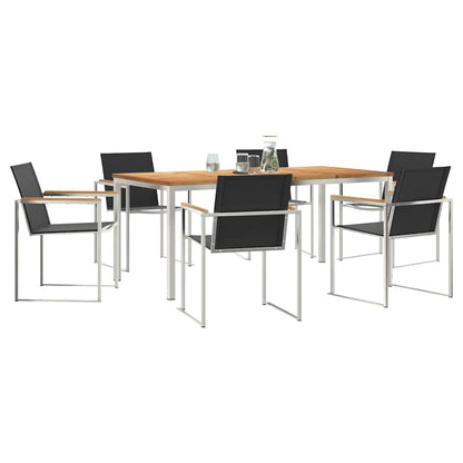 Garden Dining Set 7 pcs Solid Teak Wood and Stainless Steel