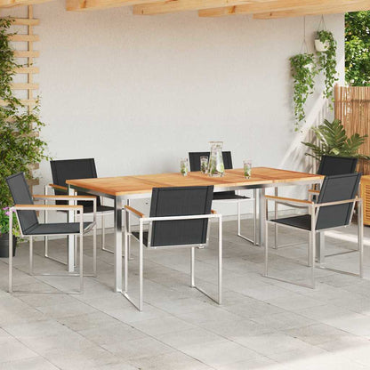 Garden Dining Set 7 pcs Solid Teak Wood and Stainless Steel