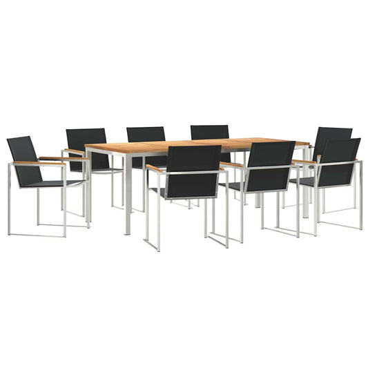 Garden Dining Set 7 pcs Solid Teak Wood and Stainless Steel